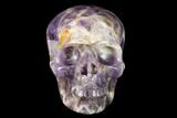 Realistic, Carved Chevron Amethyst Skull #150964-1